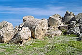 Selinunte the temple hill. Temple G (VI-V c BC), dedicated to Apollo it is one of the largest Greek temples ever attempted. Ruins are left on the ground in a gigantic and fascinating heap of ruins. 